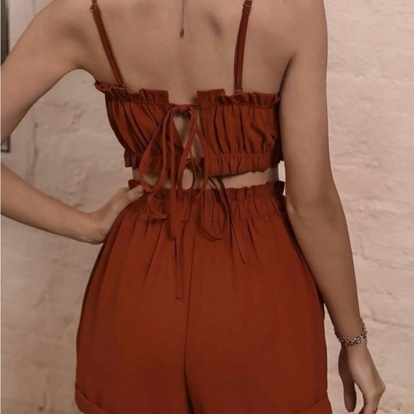 Shein burnt orange frill cami and short set - Picture 2 of 3